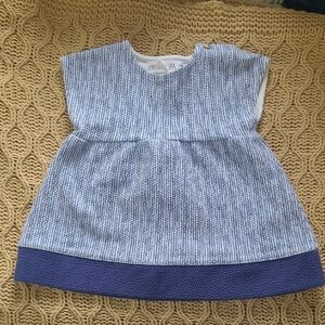 Zara Baby Blue & White Striped Seersucker Knit Dress - Size 3-6 Months
